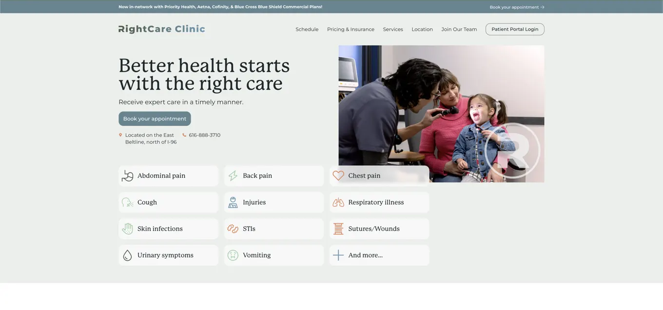 RightCare Clinic homepage